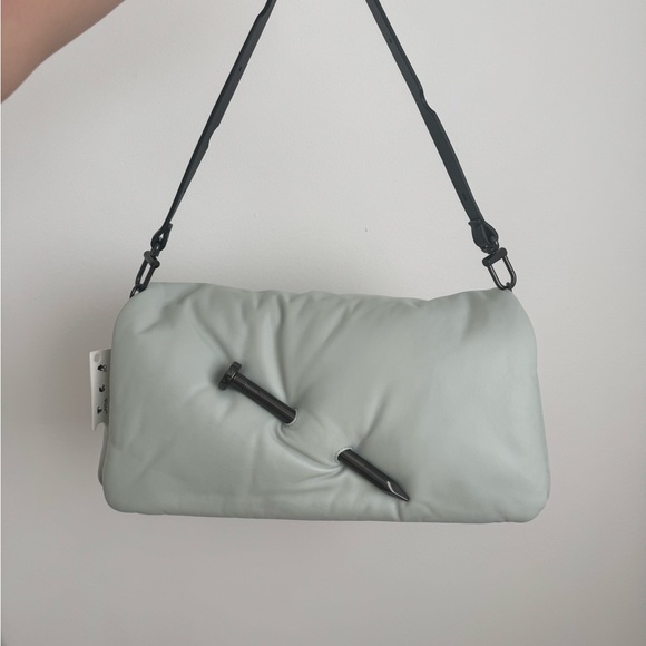 Nailed Slouchy Leather Bag in Grey by Off-White - Picture 1 of 6